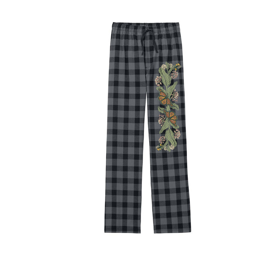 Milkweed, Monarchs, and Meadowlarks&nbsp;, a Grey/ Black Buffalo Check Flannel Pajama Pant