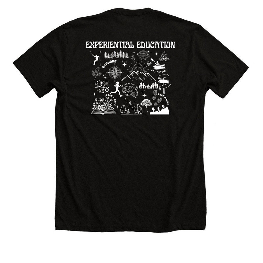 Experiential Education Collage, a Solid Black Blend Premium Unisex Tee (back-view)