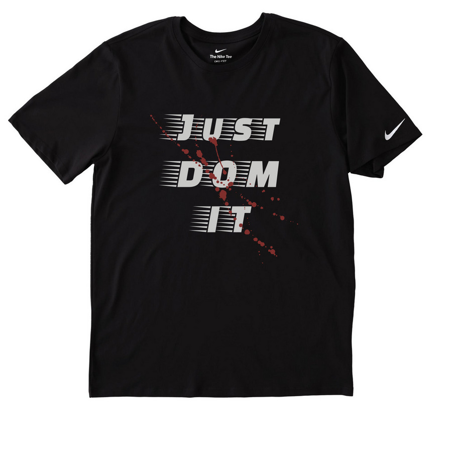 Just Dom It Nike, a Black Nike Dri-FIT Jersey Blend Performance Tee