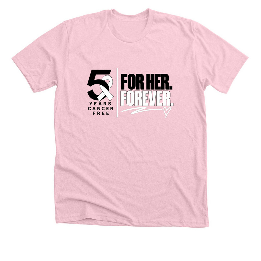 5 YEARS CANCER FREE - PINK, a Heather Pink Premium Unisex Tee
