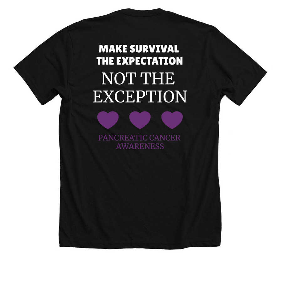 Pancreatic Cancer, a Solid Black Blend Premium Unisex Tee (back-view)