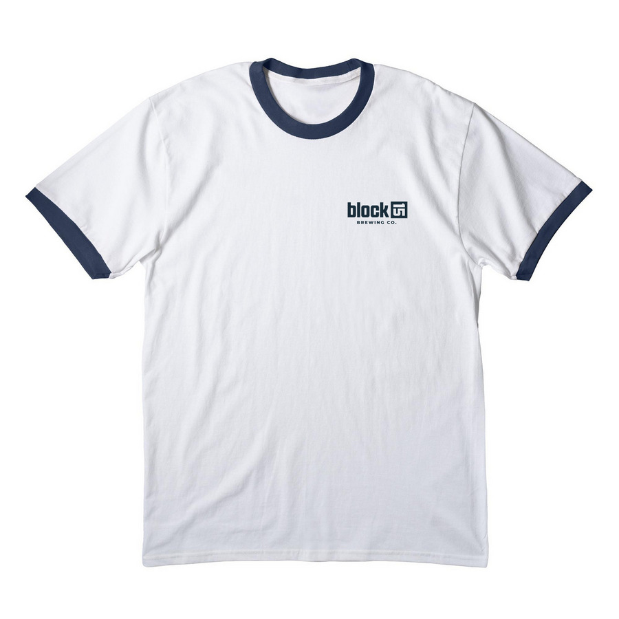 The Hop Collection ? Dark Logo, a White/ Navy Cotton Ringer Tee