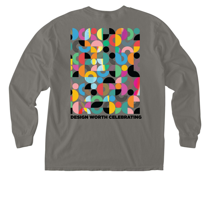 Design Worth Celebrating 1, a Grey Comfort Colors Long Sleeve Pocket Tee (back-view)