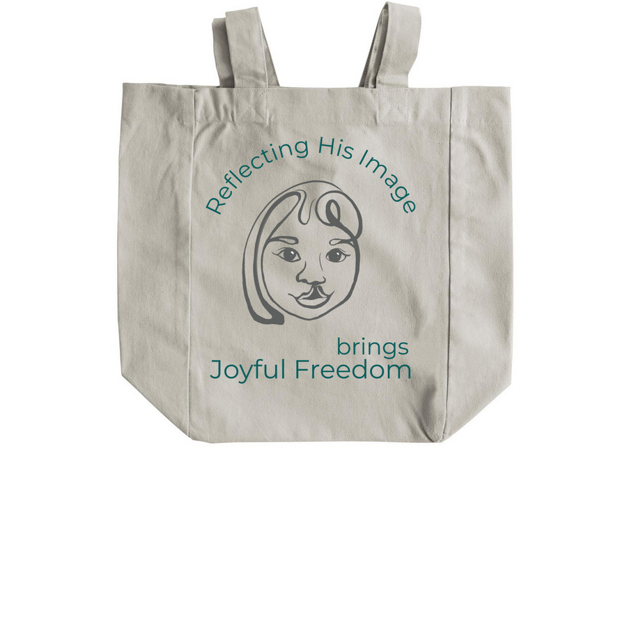 2 Corinthians 3:18 Tote Bag&nbsp;, a Natural Recycled Cotton Tote Bag (back-view)