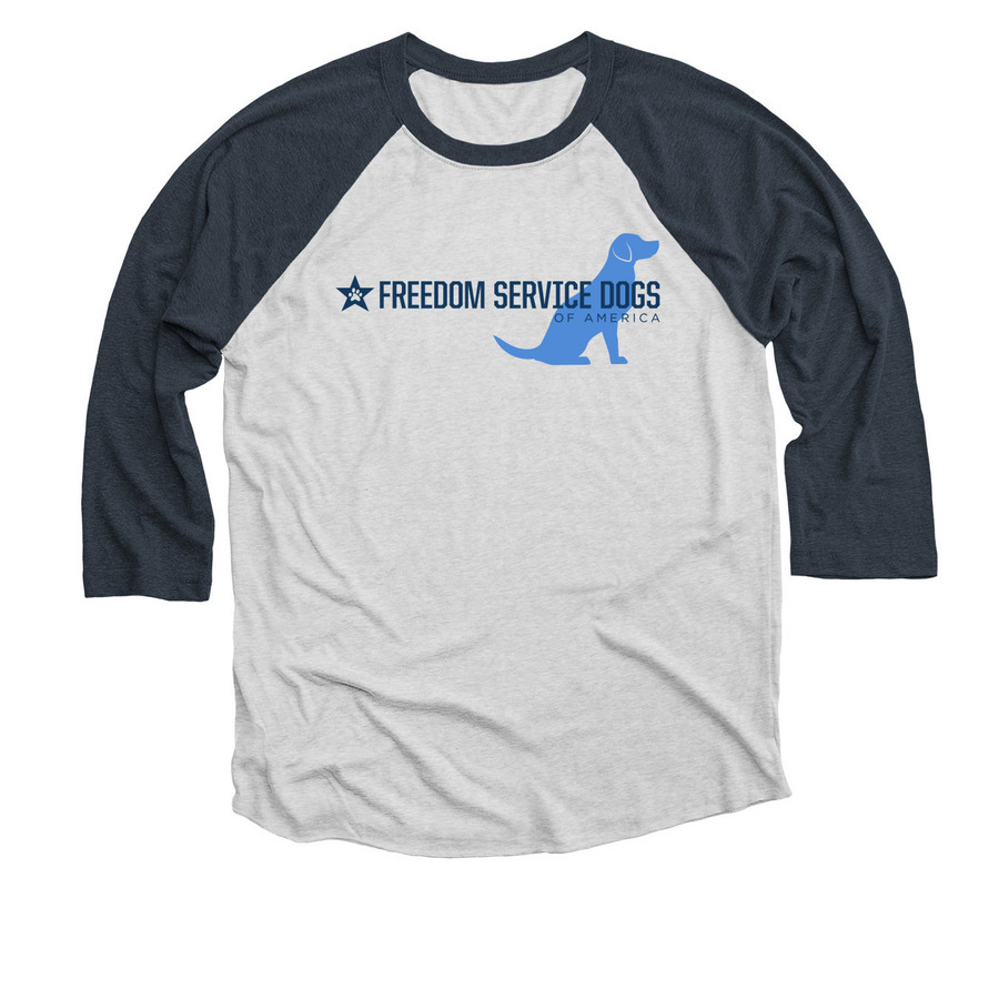 Logo Dog Collection, a Indigo and Heather White 3/4 Sleeve Baseball Tee