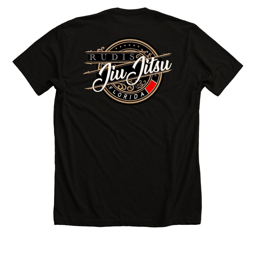 Rudis Jiu-Jitsu Shirts and Tanks, a Solid Black Blend Premium Unisex Tee (back-view)
