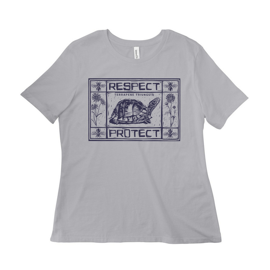 Respect. Protect., a Solid Athletic Grey Women?s Relaxed Cotton Tee