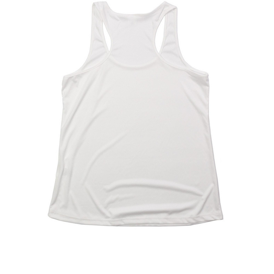 Run the D Activewear, a White Women's Performance Tank (back-view)
