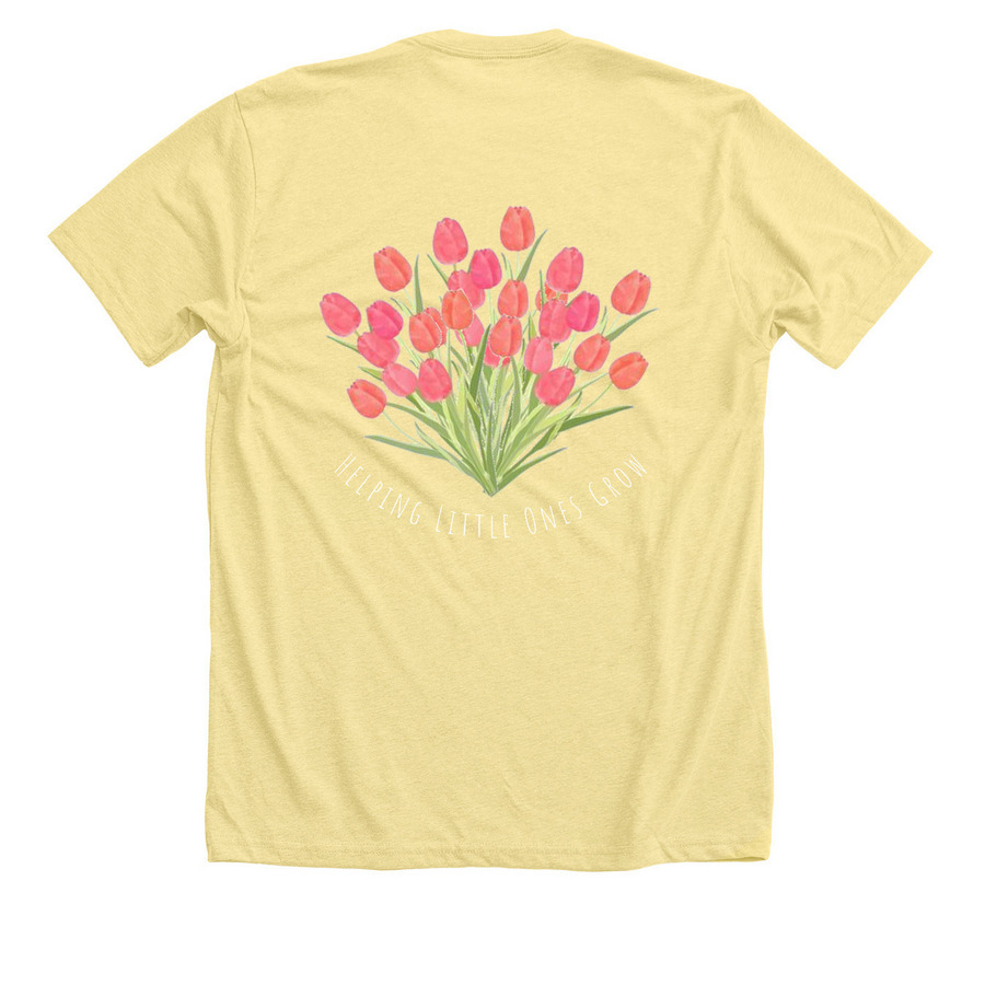 Le Bonheur- Helping Little Ones Grow&nbsp;, a Heather Yellow Gold Premium Unisex Tee (back-view)