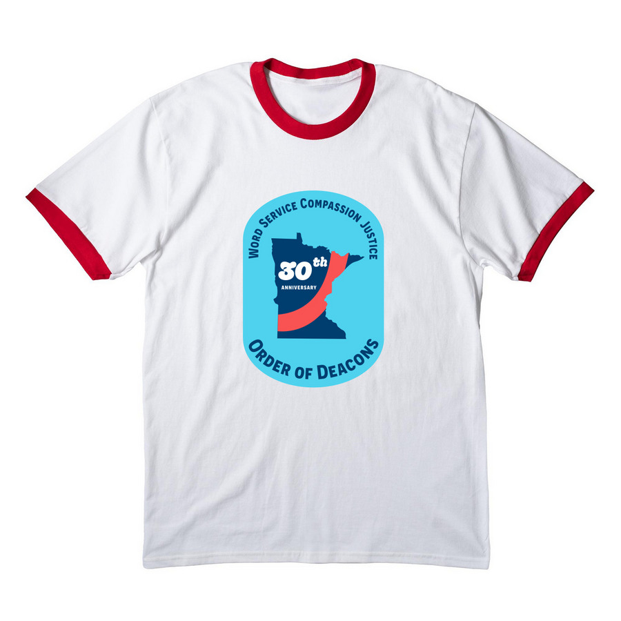 Order of Deacons, a White/ Red Cotton Ringer Tee