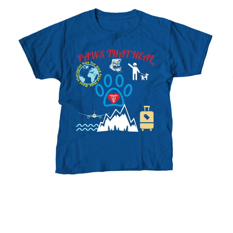 Paws That Heal, a Royal Blue Youth Unisex Tee