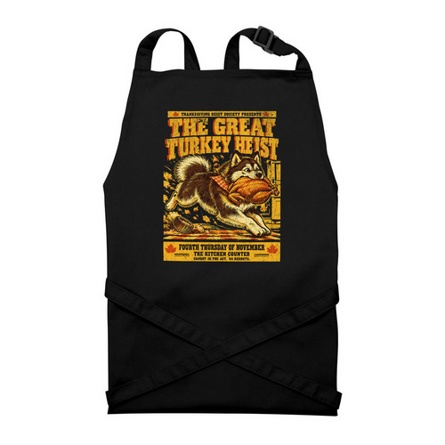 Holiday fun for food, a Black Recycled Bib Apron