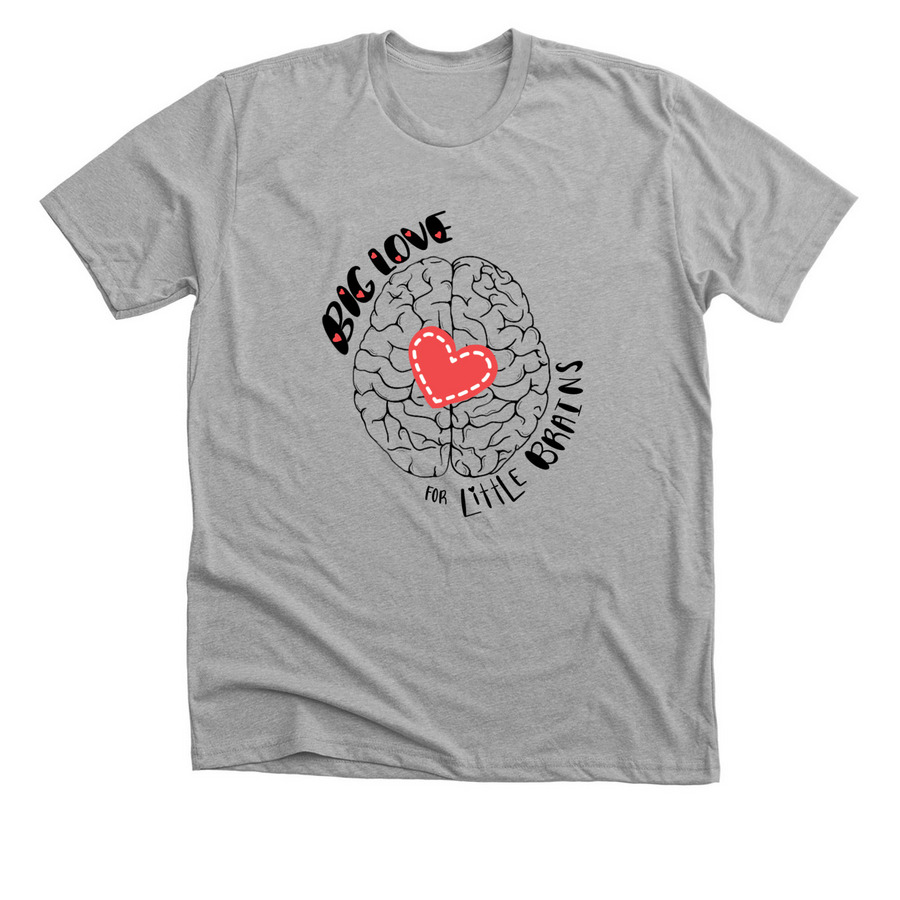 Le Bonheur has Big Love for Little Brains, a Athletic Heather Premium Unisex Tee