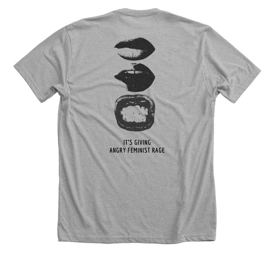 Angry Feminist Rage, a Athletic Heather Premium Unisex Tee (back-view)