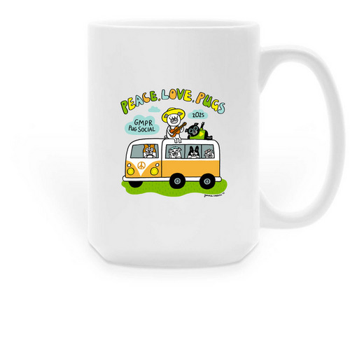 2025 GMPR Pug Social Mugs, a White Large Coffee Mug
