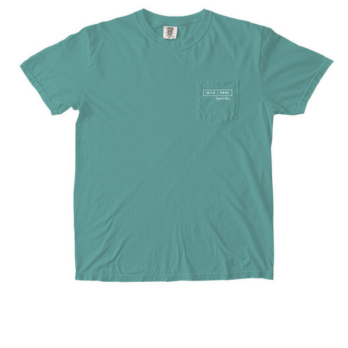 Wild & Free ?25, a Seafoam Comfort Colors Pocket Tee