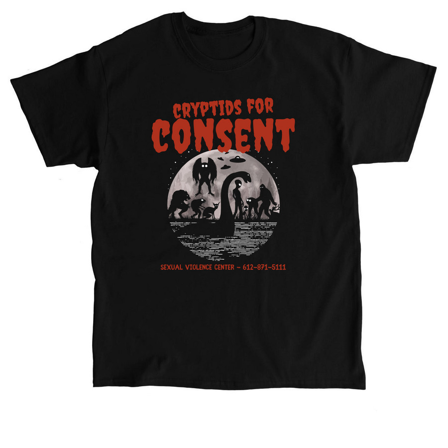 Cryptids For Consent, a Black Classic Unisex Tee