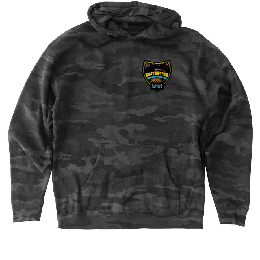 The Feud x Bronco Clubs, a Black Camo Heavyweight Camo Pullover Hoodie