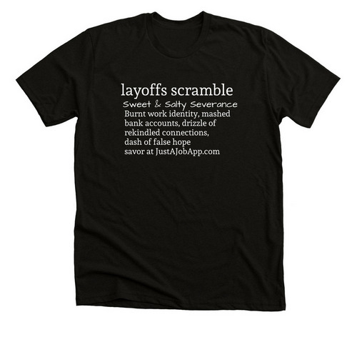 Layoffs Scramble, a Black Heather Premium Unisex Tee