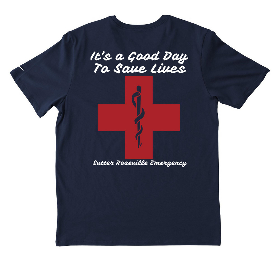 Sutter Roseville ER, a College Navy Nike Dri-FIT Jersey Blend Performance Tee (back-view)
