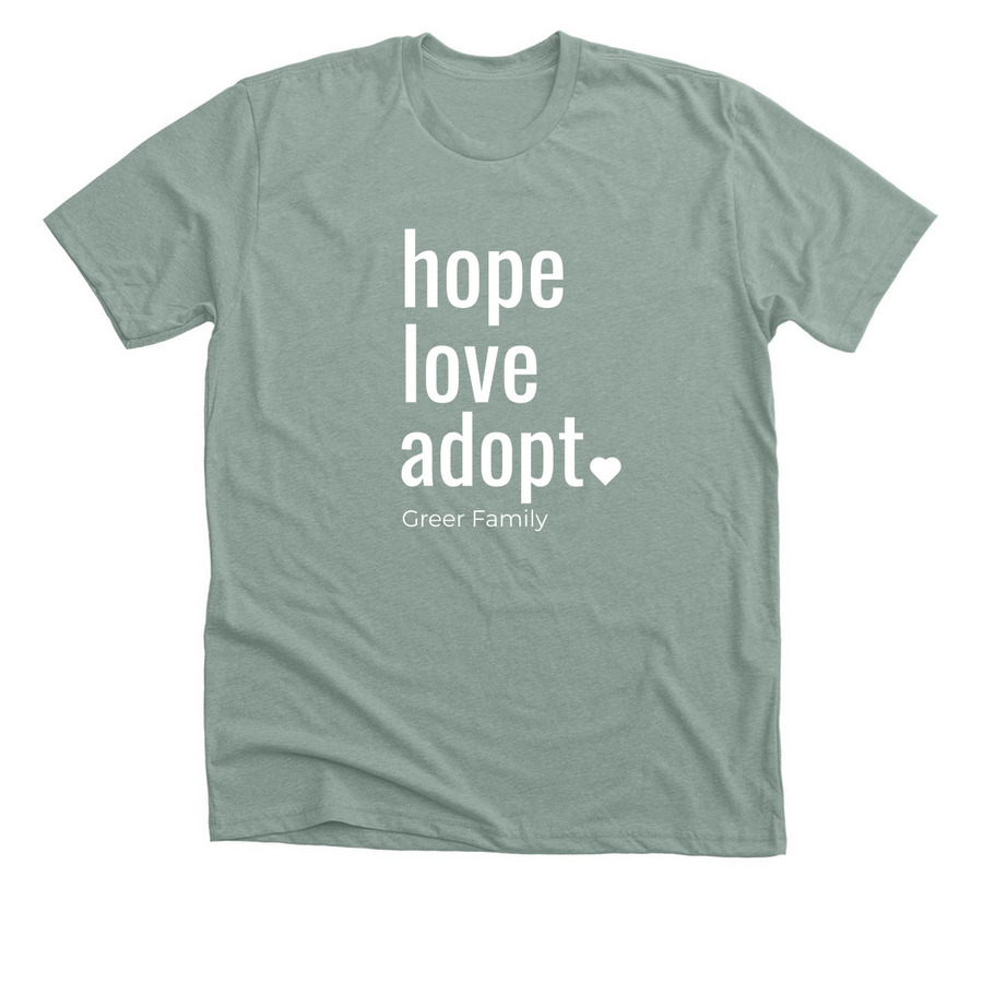 Greer Family Adoption Fundraiser, a Heather Sage Premium Unisex Tee
