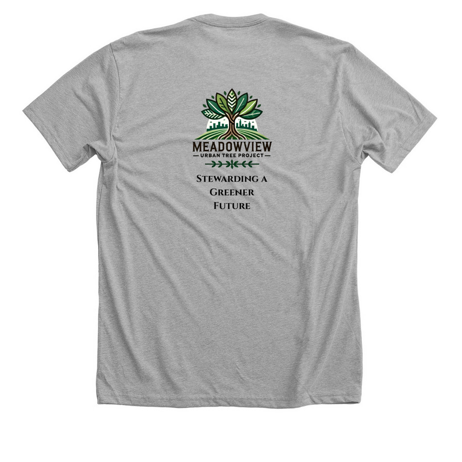 "Stewarding a Greener Future" Tees, a Athletic Heather Premium Unisex Tee (back-view)