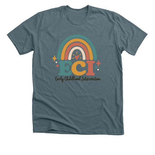 ECI - Rainbow, a Heather Slate Premium Unisex Tee