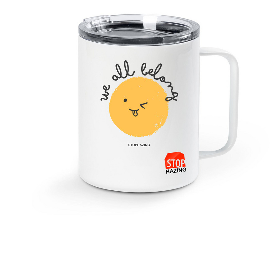 We all belong Mug, a White Stainless Steel Travel Mug