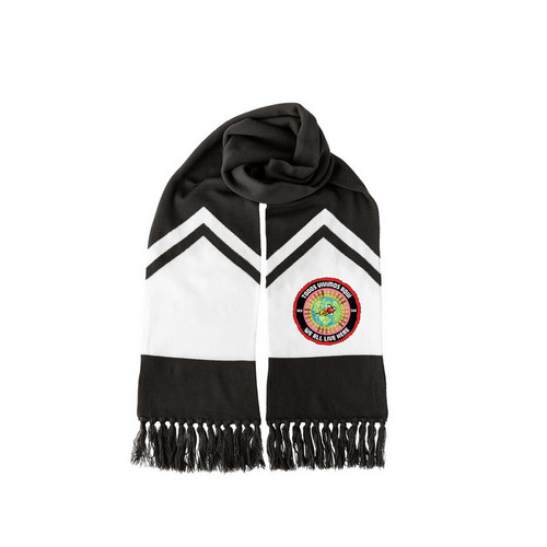 We All Live Here Gameday Scarf, a Black/ White Two-Tone Gameday Scarf