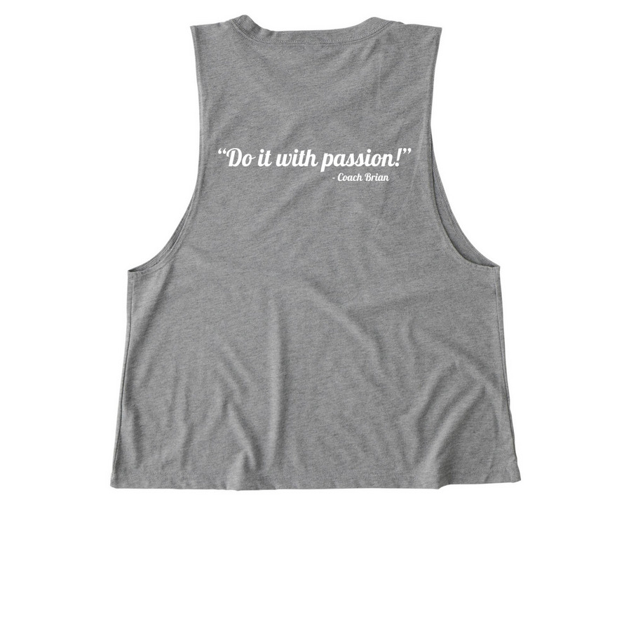 Bexley Strength Lion, a Aluminum Grey Allmade Eco Triblend Women?s Muscle Tank (back-view)