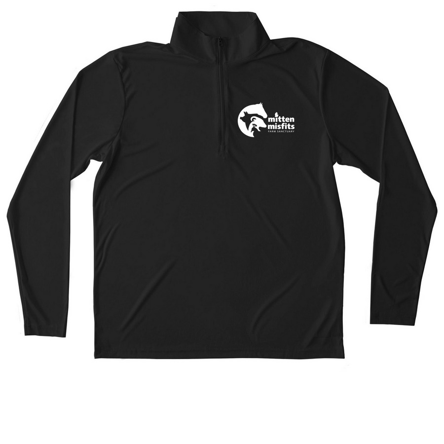 Mitten Misfits Performance Pull Over, a Black Unisex Performance Quarter Zip Pullover