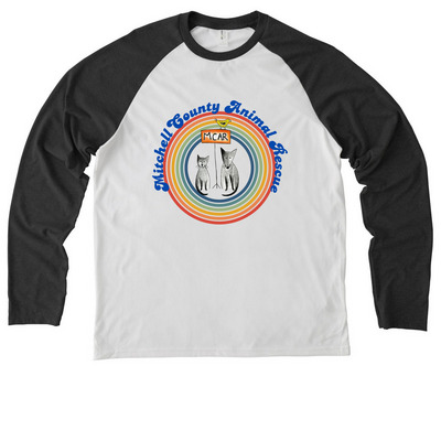 MCAR, a Space Black/ Bright White Allmade Eco Triblend Colorblock Raglan Long Sleeve Tee