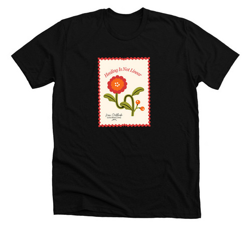 Healing is Not Linear, a Solid Black Blend Premium Unisex Tee