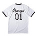 Ospreys 01, a White/ Jet Black Cotton Ringer Tee (back-view)