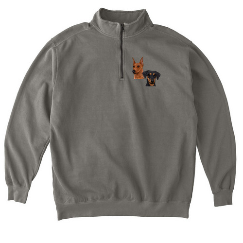 German Pinscher Zip Hoodies & Sweats, a Grey Comfort Colors Quarter Zip Pullover