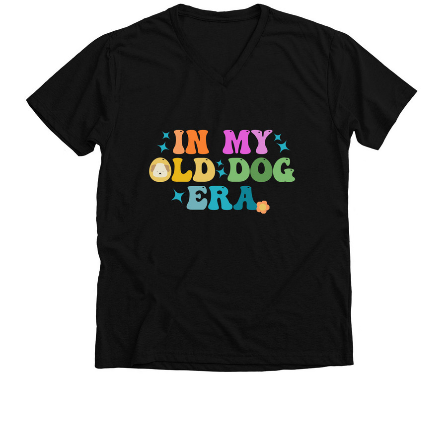In My Old Dog Era, a Solid Black Blend Premium V-Neck Tee