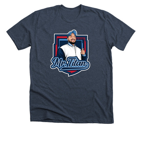 Mr. Titan, a Heather Midnight Navy Premium Unisex Tee