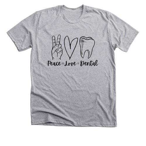 MDHA Peace, Love, and Dental, a Athletic Heather Premium Unisex Tee