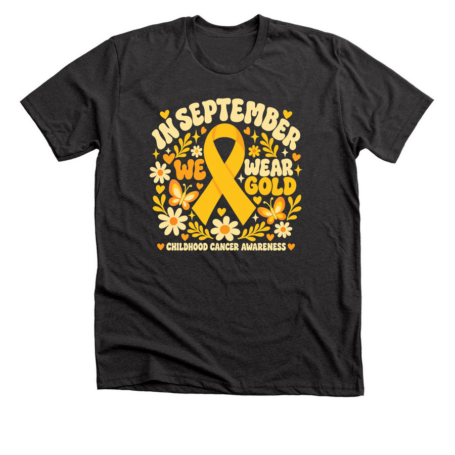 In September We Wear Gold, a Dark Grey Heather Premium Unisex Tee