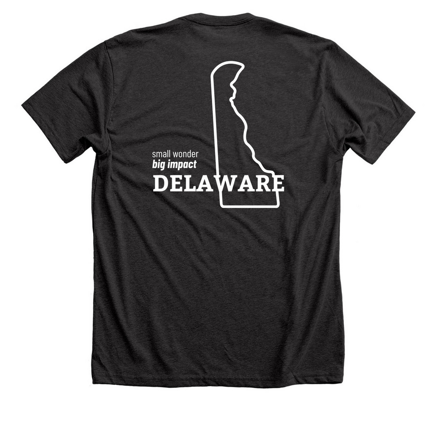 ATI PT Delaware + ATI Foundation, a Dark Grey Heather Premium Unisex Tee (back-view)