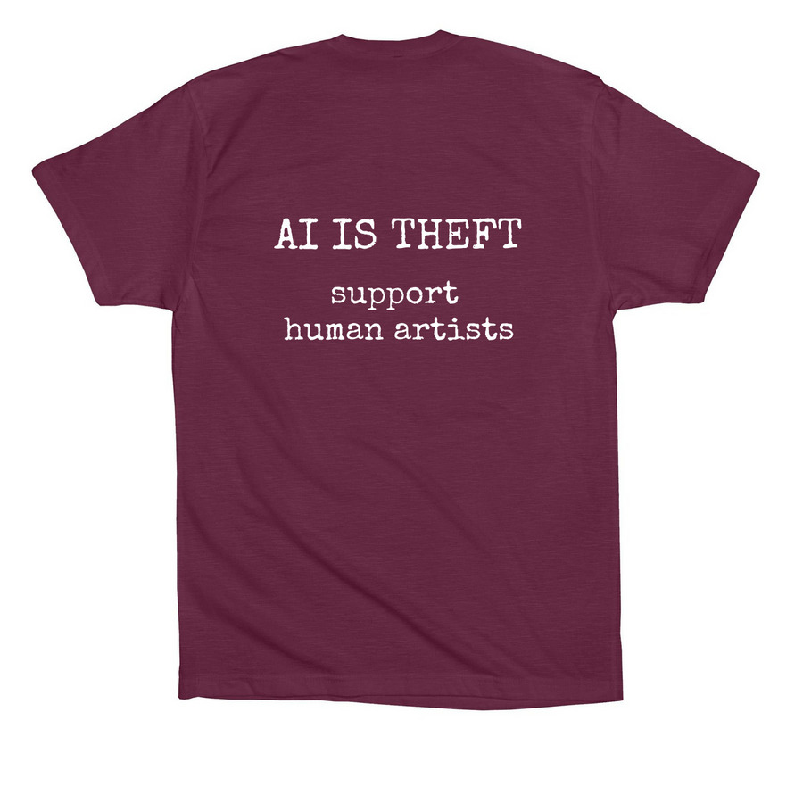 Real Art is Human-Made, a Maroon Premium Cotton Tee (back-view)