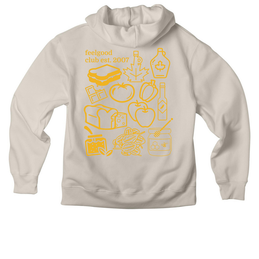 FeelGood Sweatshirt, a Dust Premium Heavyweight Pullover Hoodie (back-view)