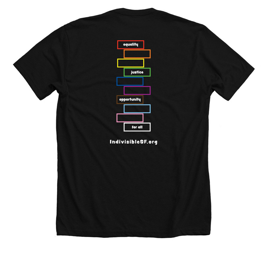 Indivisible SF PRIDE Shirts, a Solid Black Blend Premium Unisex Tee (back-view)
