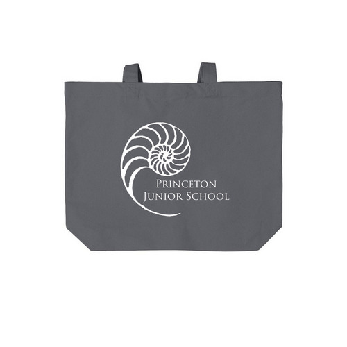 PJS Logo Tote (white on color), a Storm Grey Cotton Canvas Tote Bag