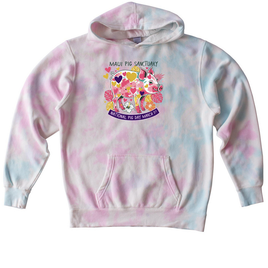 The "Peace, Love, & Pigs" Collection, a Cotton Candy Youth Tie Dye Pullover Hoodie