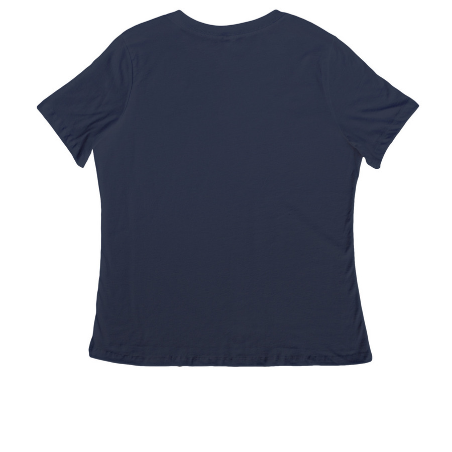 Ladies-Cut Logo Shirts, a Navy Women's Relaxed V-Neck Tee (back-view)