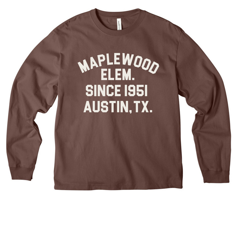 Maplewood Block Letter ? Adult Tee, a Cocoa Unisex Heavyweight Long Sleeve Tee