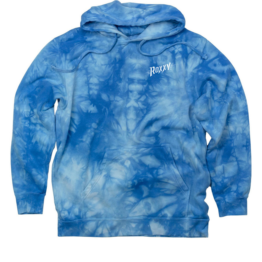 Roxxy Good Vibes Only (Dark Mode), a Aqua Blue Tie Dye Pullover Hoodie