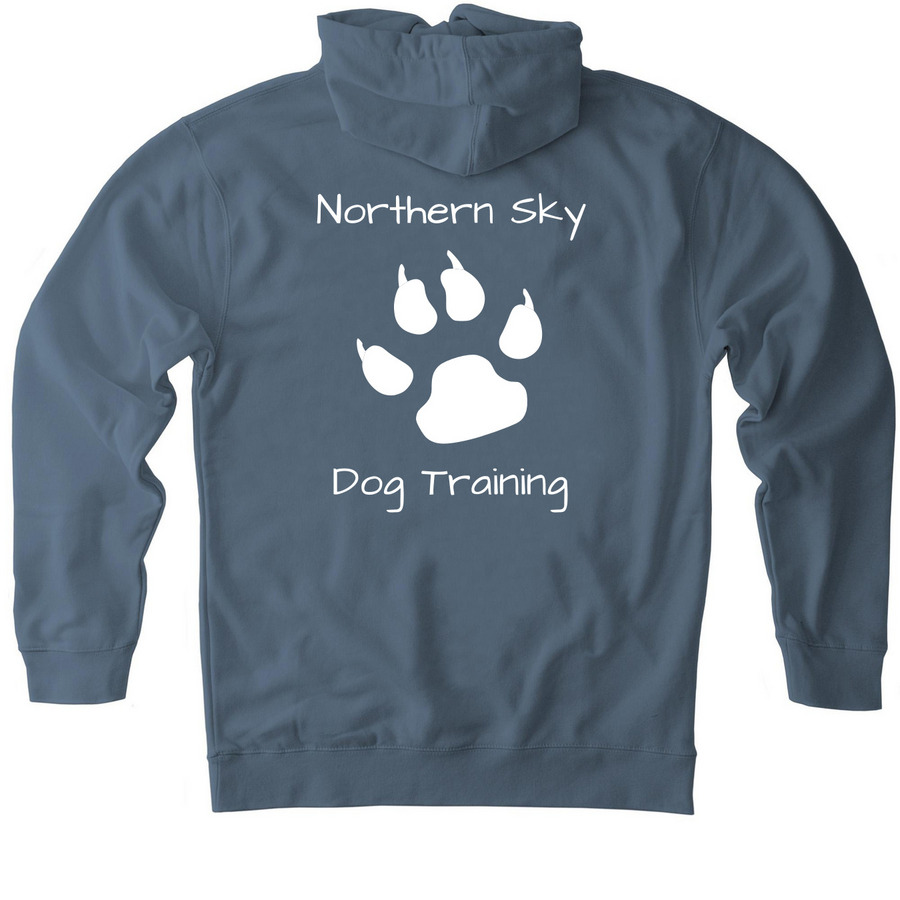 Summer '25, a Storm Blue Heavyweight Pullover Hoodie (back-view)