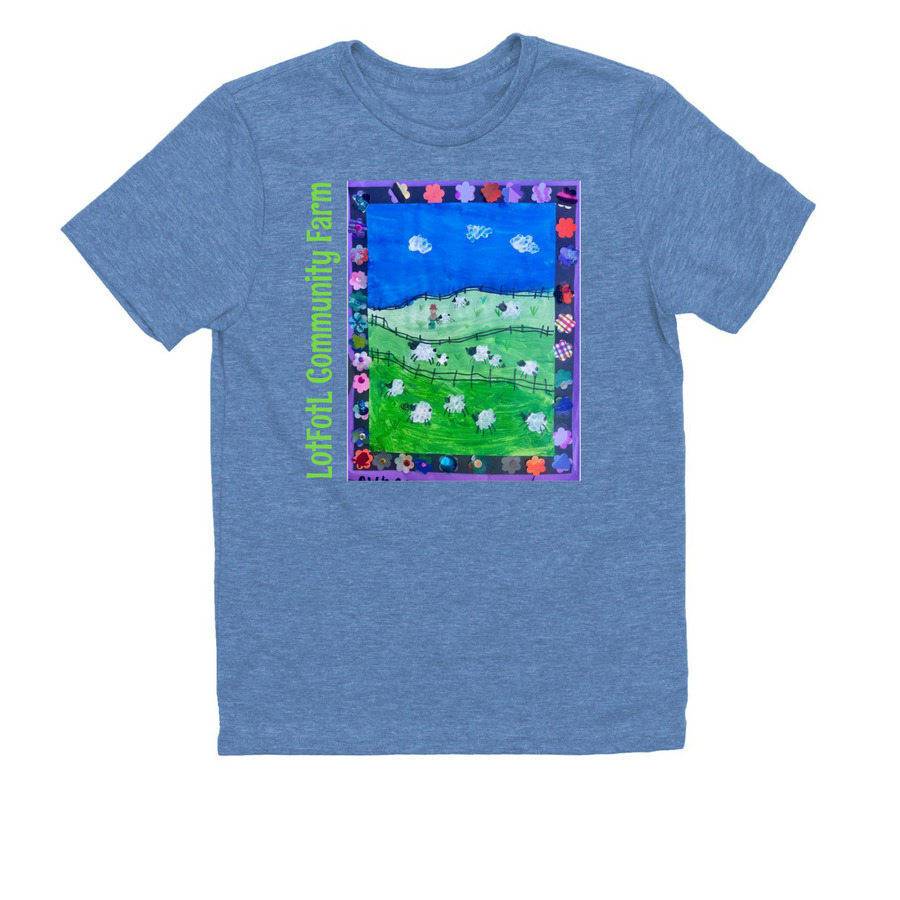 LotFotL Community Farm 2026 Design Runner Up, a Azure Blue Allmade Youth Eco Triblend Tee